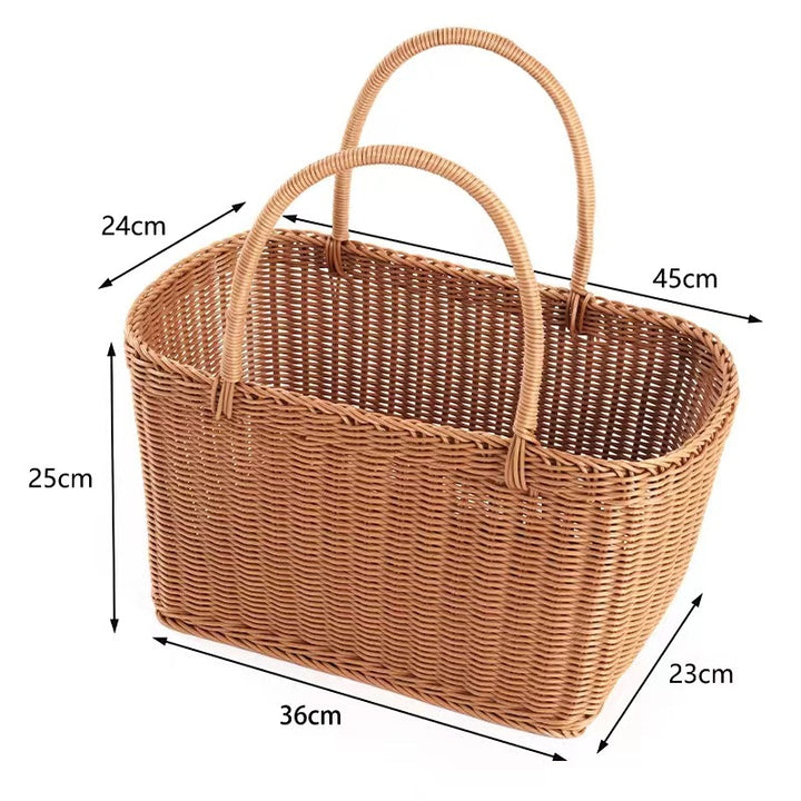 Handcrafted Rectangular Wicker Storage Basket Bowlift