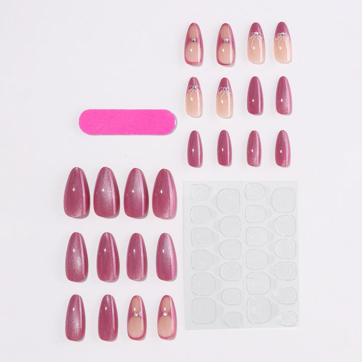 Artificial nail set with delicate glitter and flower design Bowlift