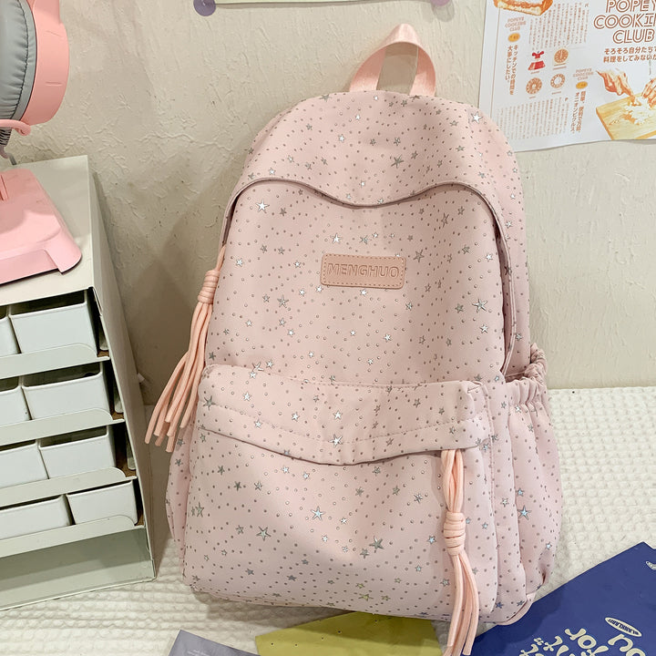 Star-Print Casual School Backpack Bowlift