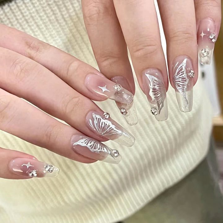 Artistic Nail Extensions with Elegant Floral Design Bowlift