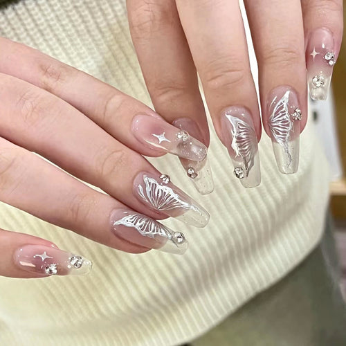 Artistic Nail Extensions with Elegant Floral Design Bowlift