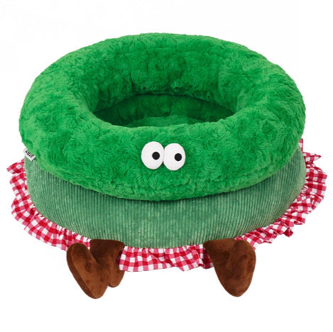 Fluffy Frog-Themed Dog Bed