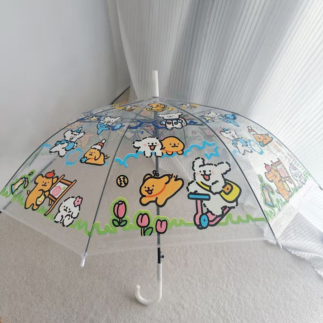 Women's Transparent Umbrella with Animal Patterns Bowlift