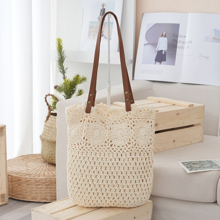Crochet tote bag with leather handles Bowlift