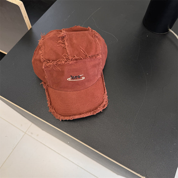 Men's Distressed Denim Snapback Cap Bowlift