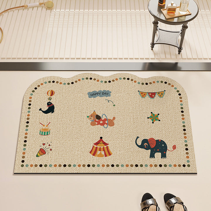 Playful Animal-Themed Kitchen Mat Bowlift