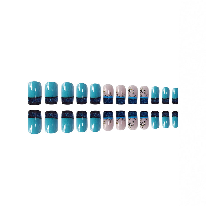 Decorative Glittery Star-Accented Press-On Nail Set Bowlift