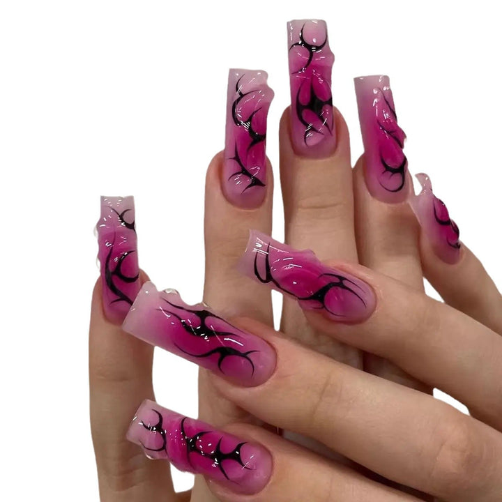 Artistic Long Coffin Nail Extensions Bowlift
