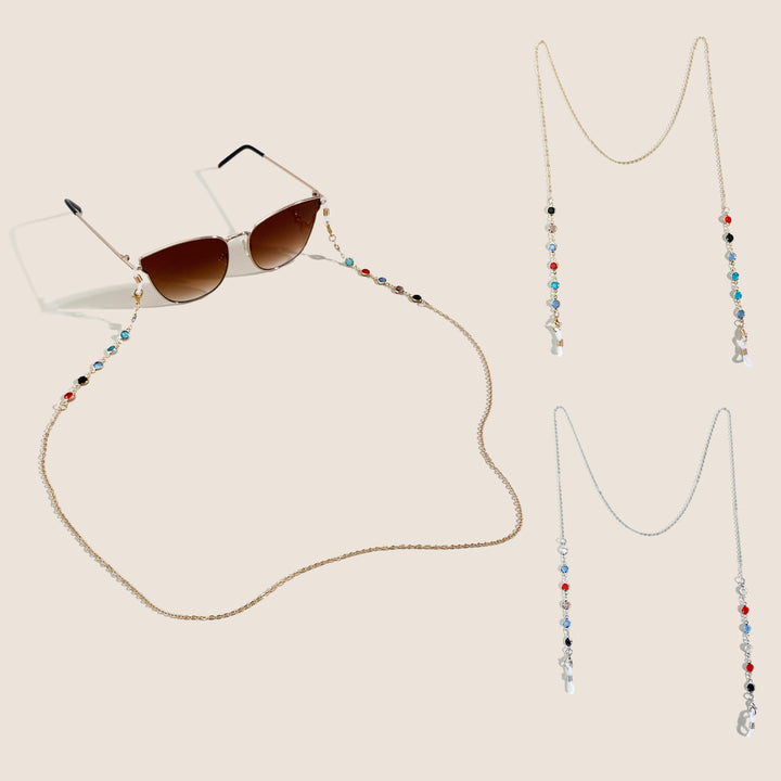 Decorative Colorful Crystal Eyewear Chain Bowlift