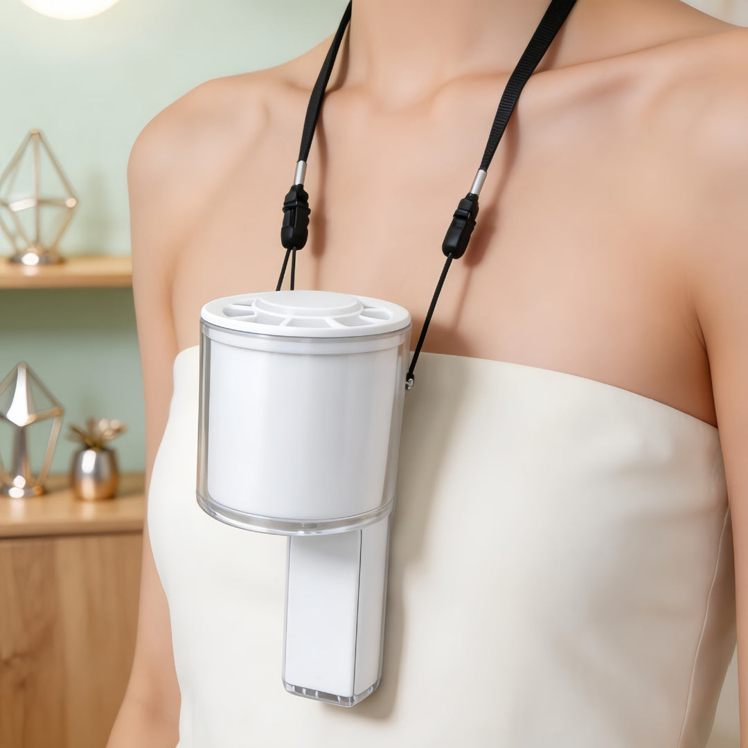 Women Portable Hand Fan with Temperature Display and LED Lighting Bowlift