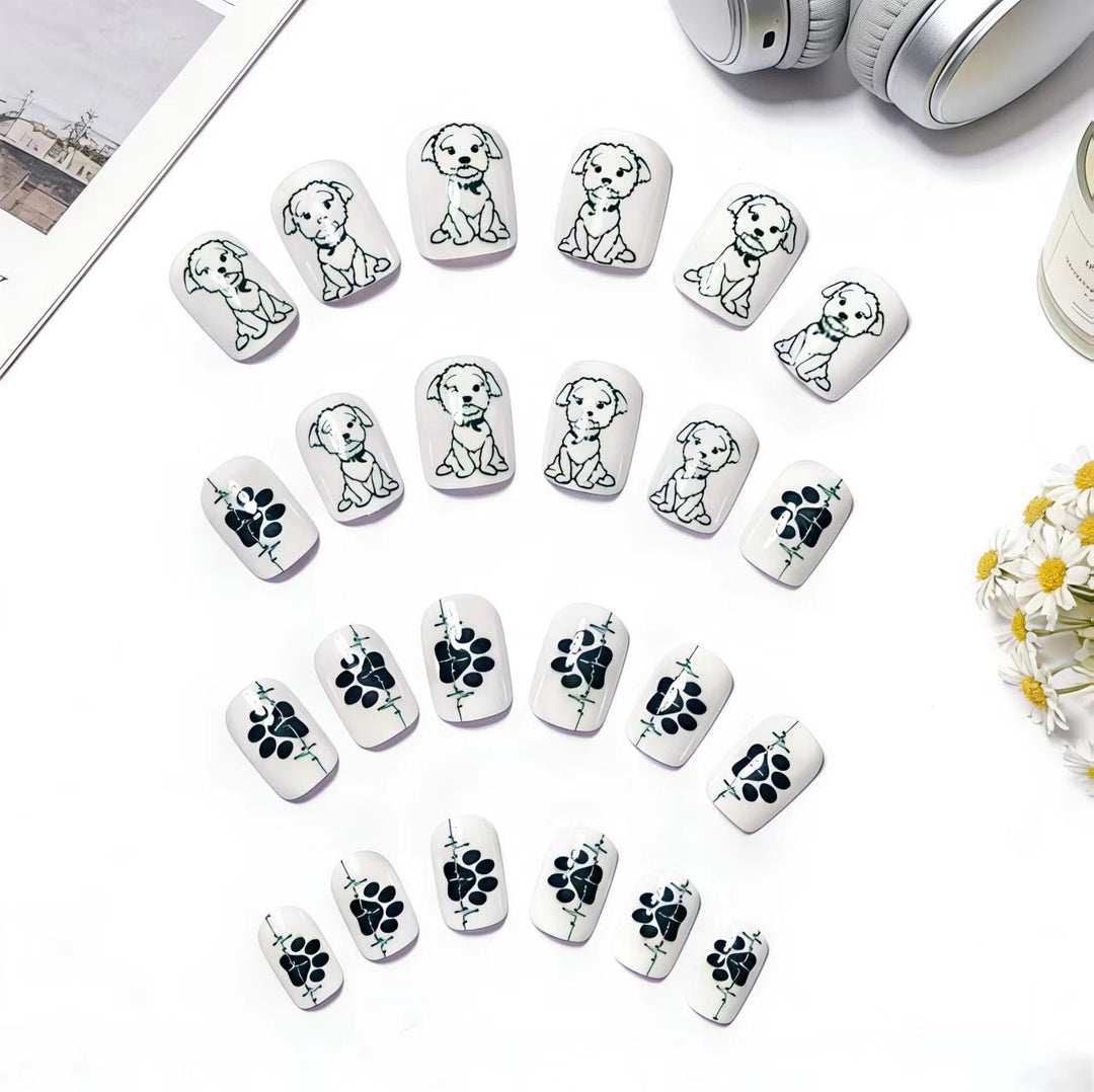 Acrylic nails with cute dog design Bowlift