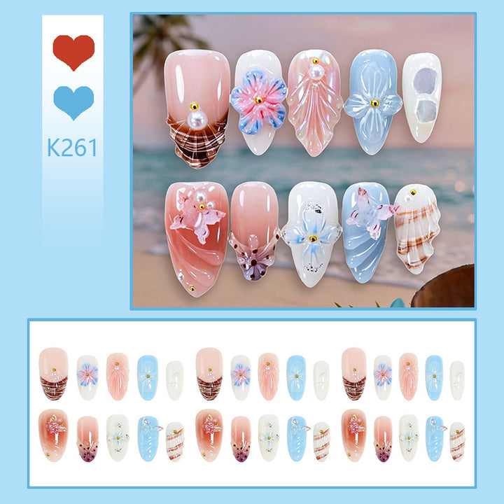 High-quality artificial nail set with artistic flower decoration Bowlift