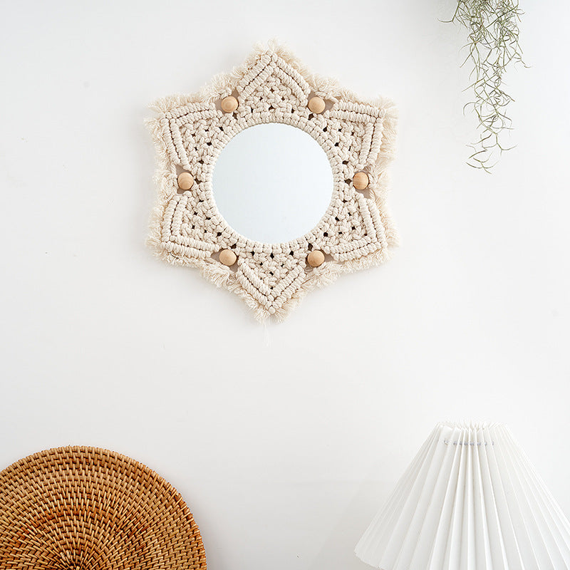 Macramé Decorative Star-Shaped Wall Mirror Bowlift