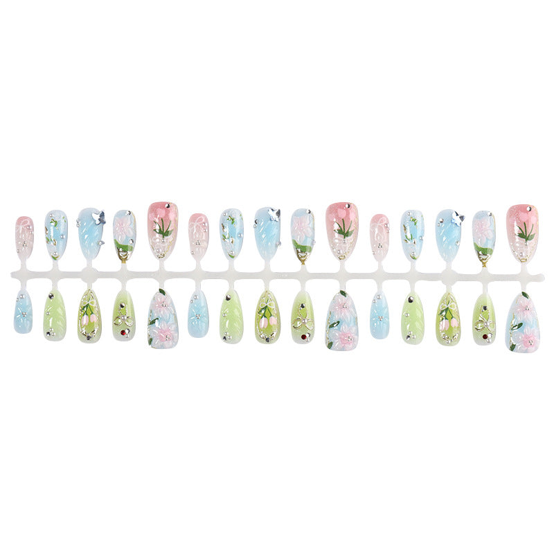Floral Articulated Press-On Nail Set Bowlift