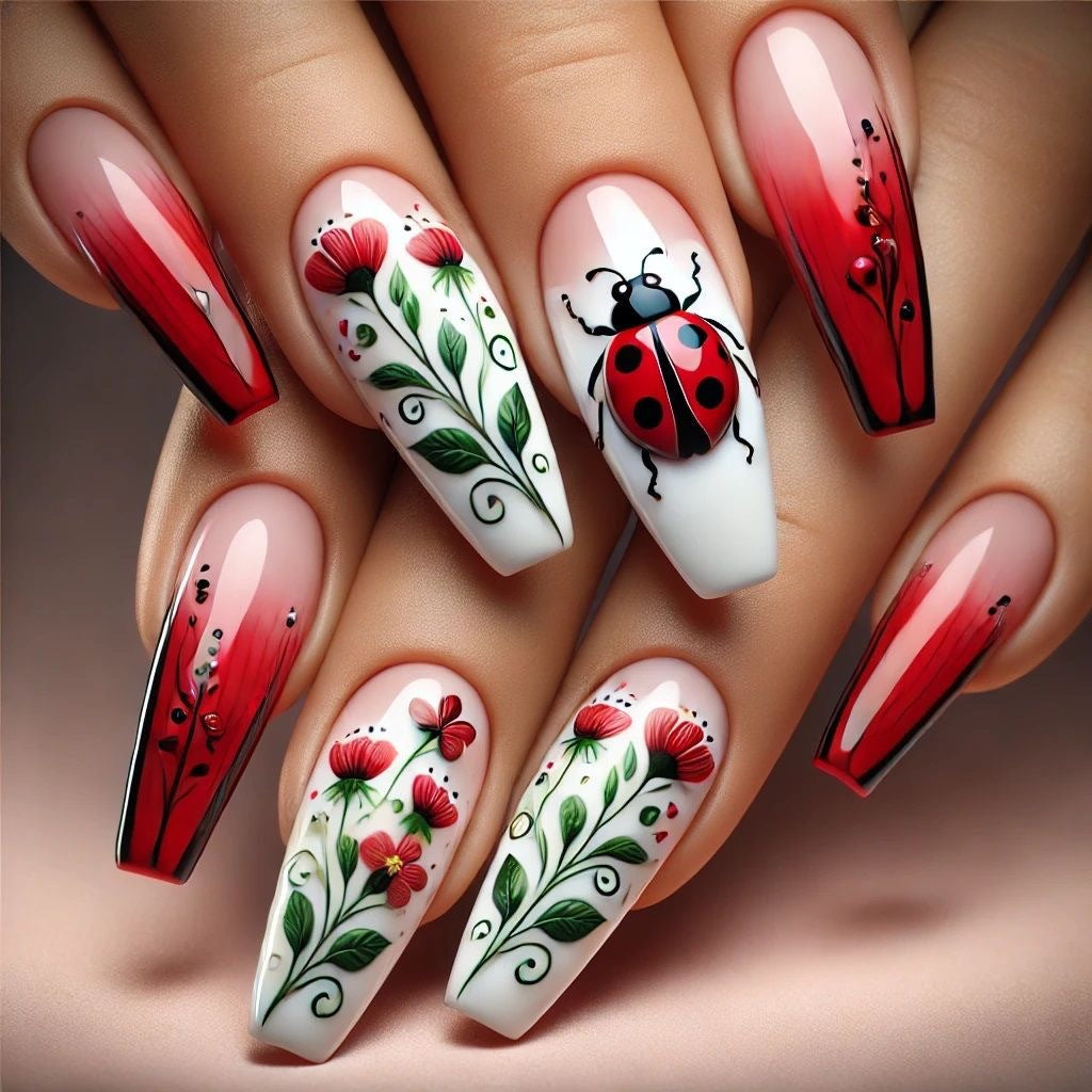 Creative Nail Art Set with Floral Motifs Bowlift
