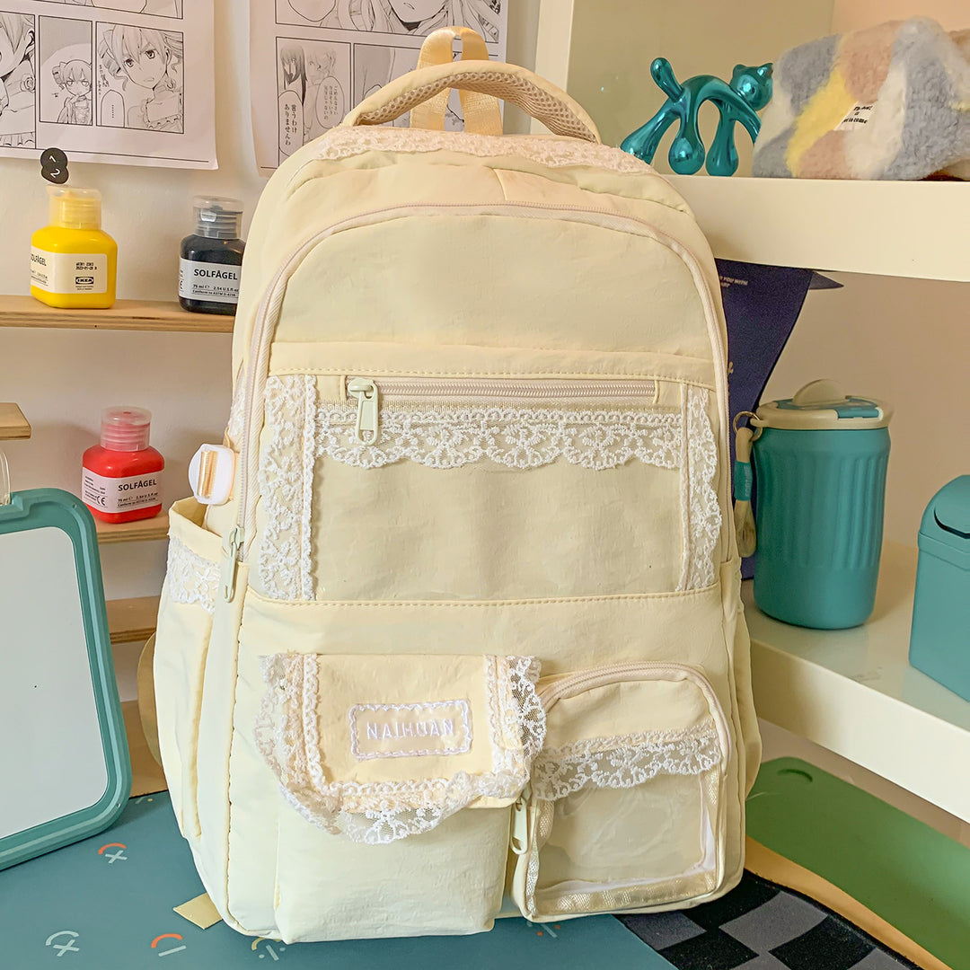 Cute Lace-Trimmed School Backpack