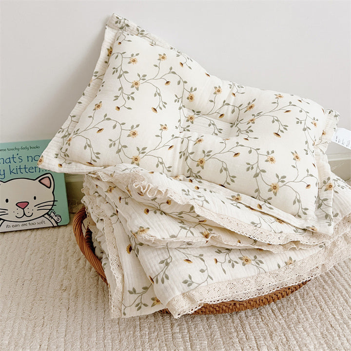 Unisex Breathable Muslin Blanket with Floral Ruffle Design Bowlift