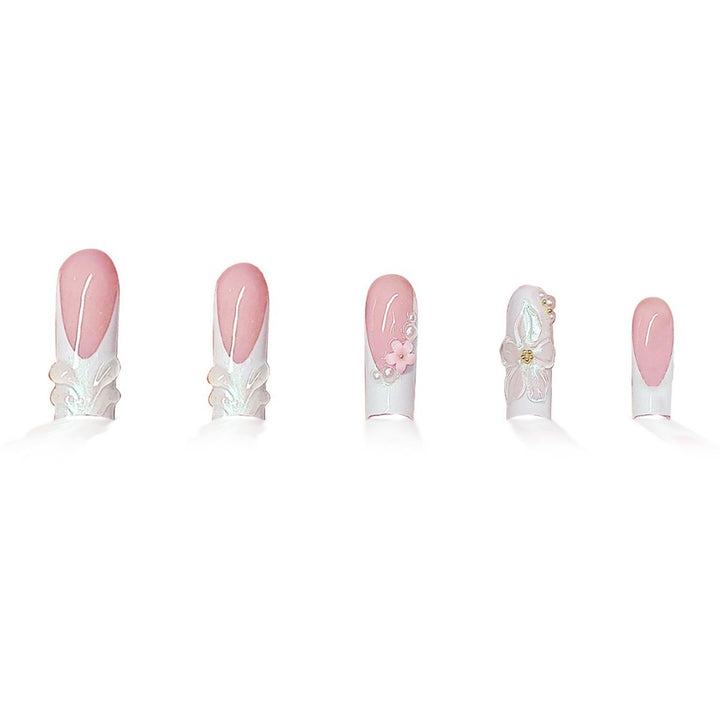Decorative 3D Floral Press-On Nails Bowlift