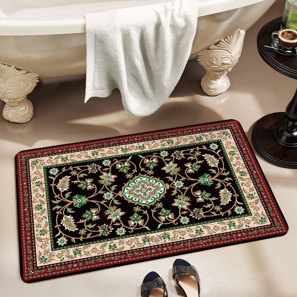 Elegant Vintage Floral Bath Mat Bowlift