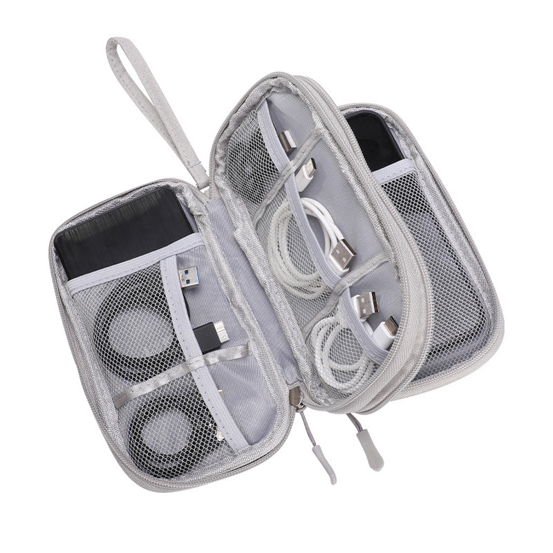 Tech Accessory Organizer Pouch with Mesh Compartments and Elastic Cable Loops Bowlift
