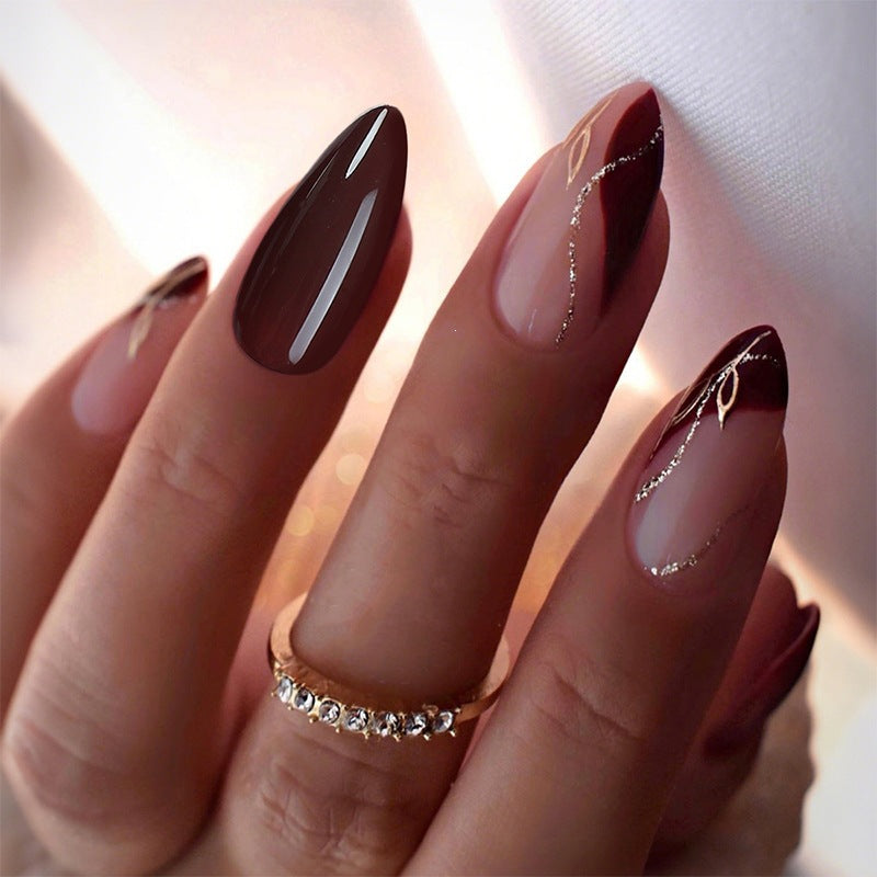 Nail set with glossy finish and elegant designs Bowlift