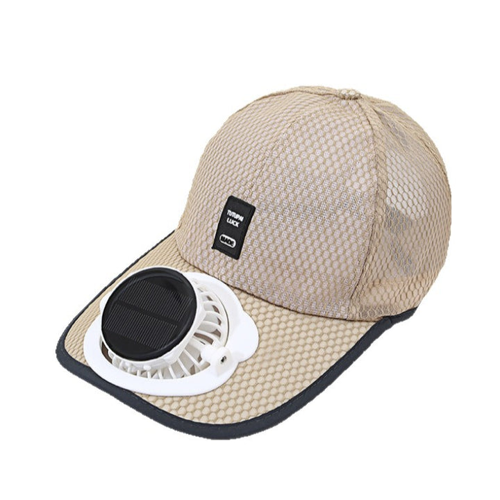 Ventilated baseball cap with integrated solar fan in the visor and breathable mesh Bowlift