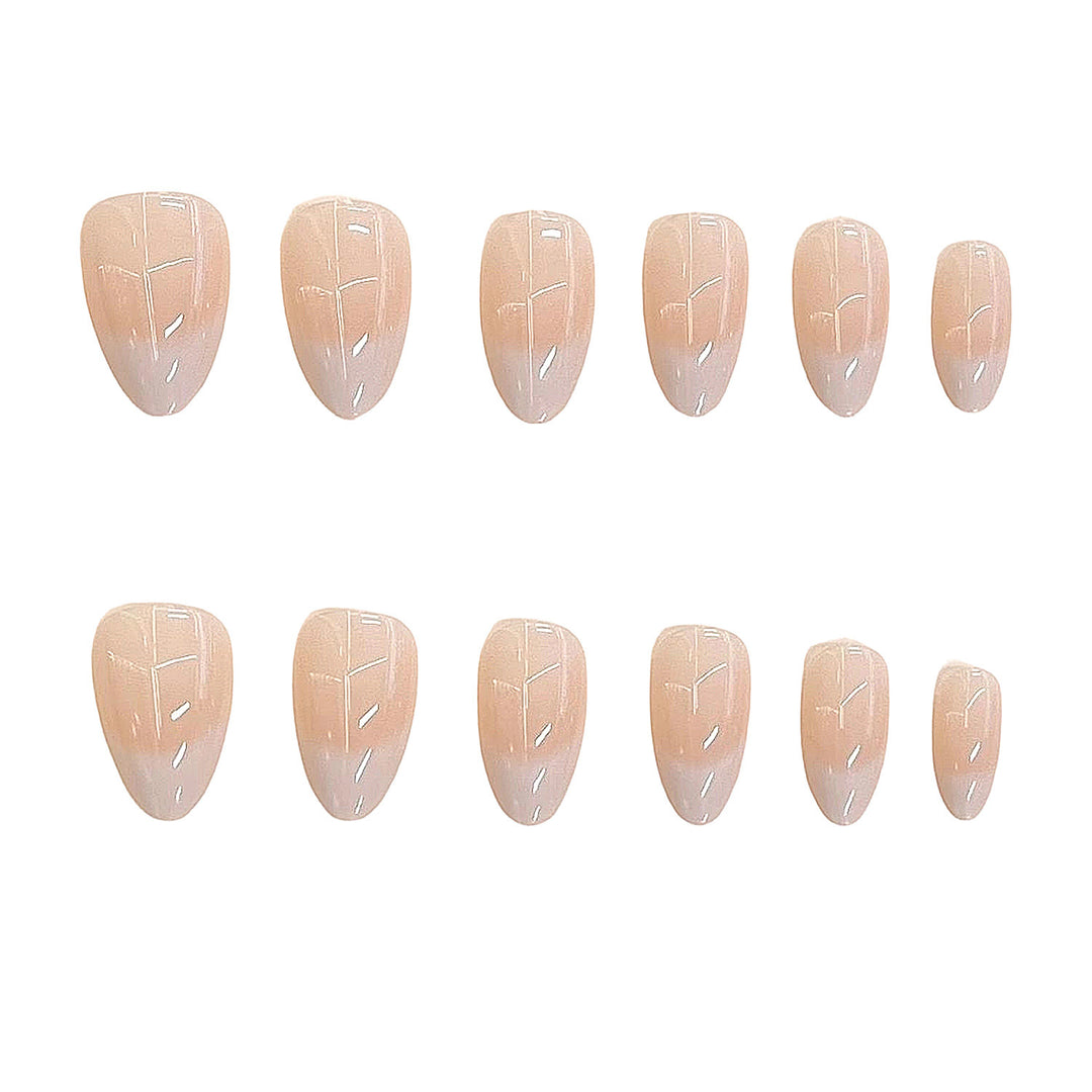 Natural French Tip Press-On Nail Set Bowlift
