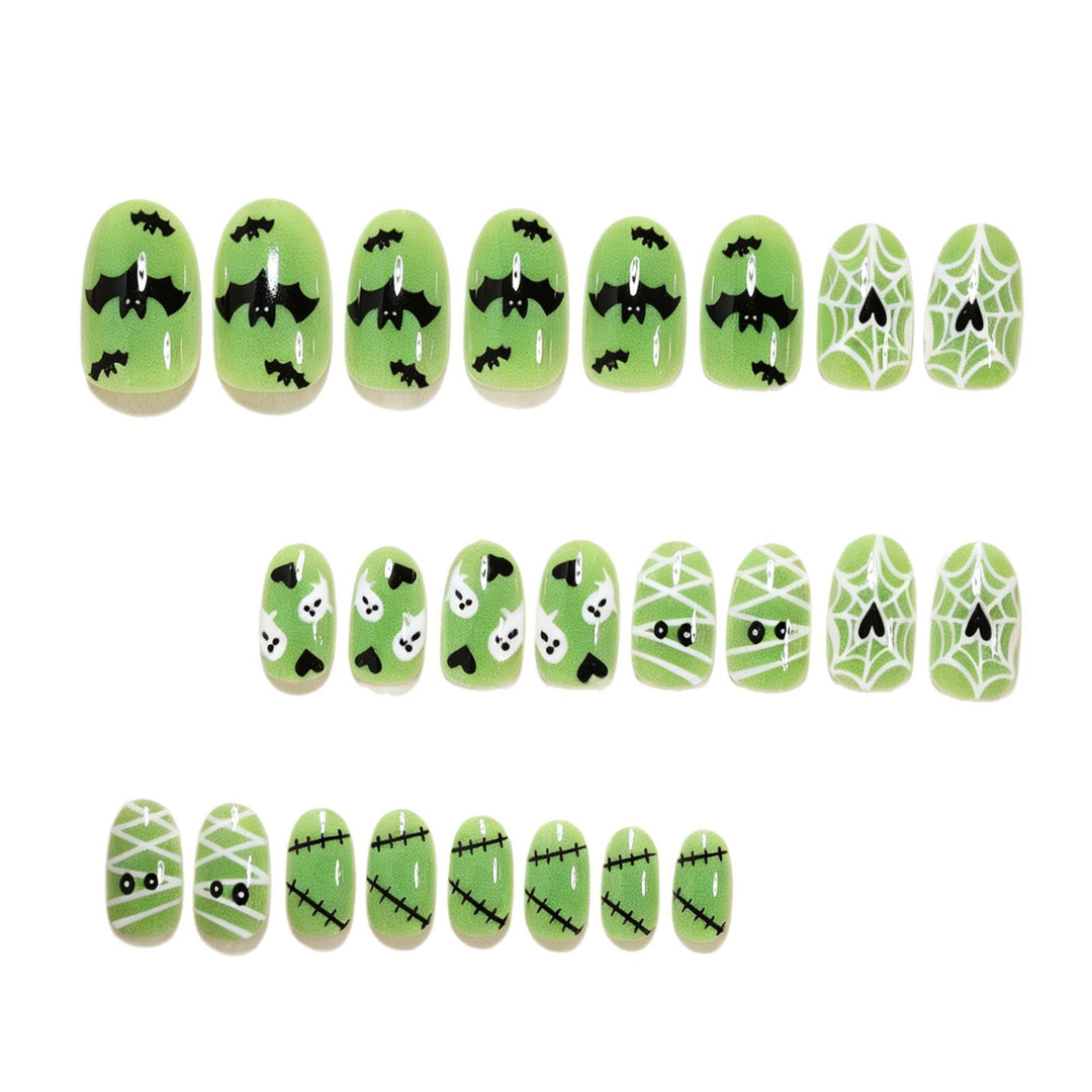 Whimsical Halloween-Themed Press-On Nail Art Set Bowlift