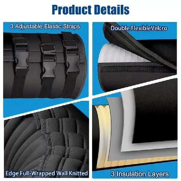 Unisex one size wide flat window sealing panel for portable air conditioner with universal round exhaust collar and quick-release elastic bands Bowlift