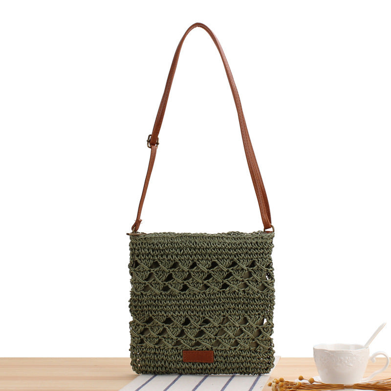 Handbag Made of Braided Natural Material with Adjustable Shoulder Strap Bowlift