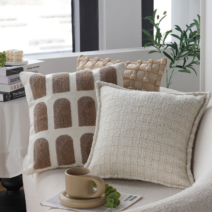 Soft rectangular decorative pillow made of faux fur with ribbed texture Bowlift