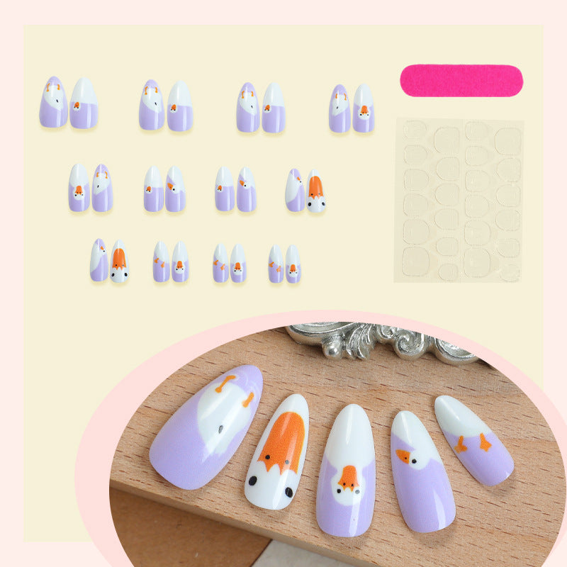 Artistic Cartoon-Themed Press-On Nail Art Set Bowlift