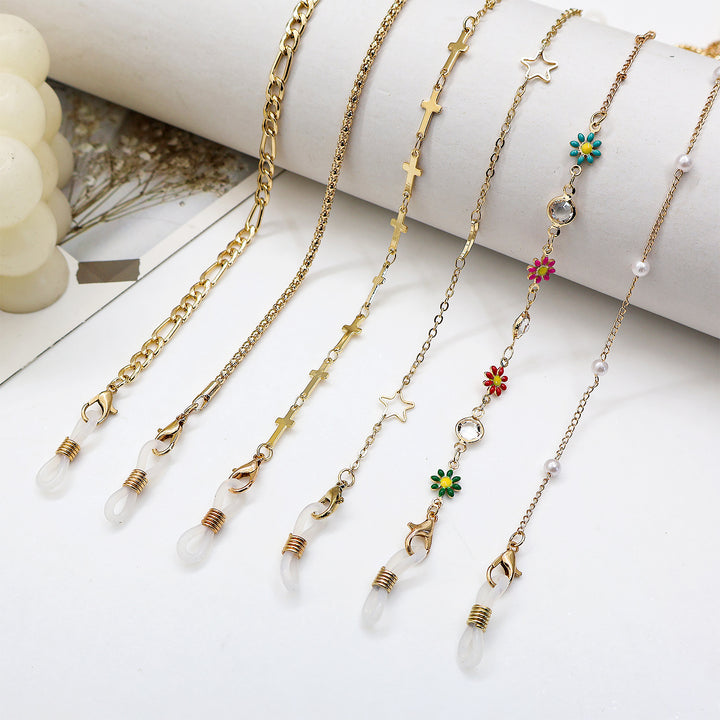 Elegant Cross-Embellished Eyewear Chain Bowlift