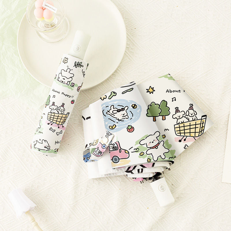 Women Automatic Mini Umbrella with Vibrant Animal Design Bowlift
