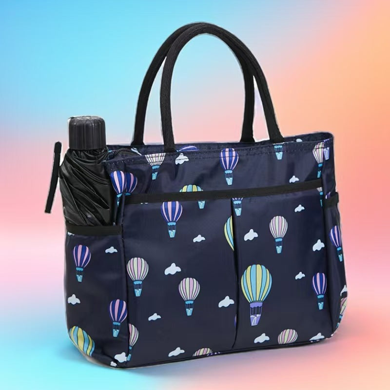 Multi-Pocket Candy Print Tote Bag Bowlift