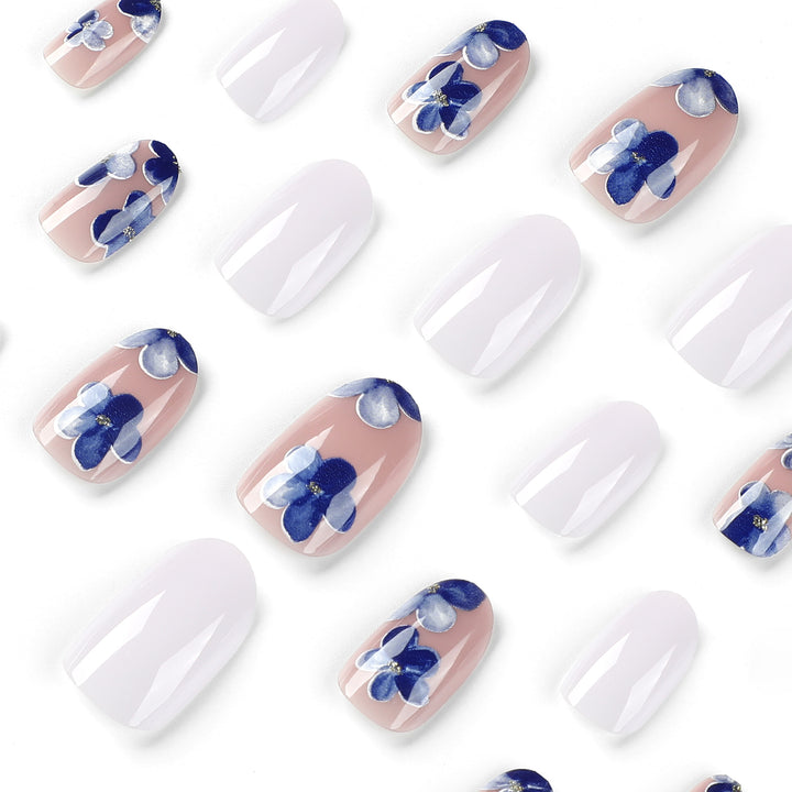 Artful Nail Extensions with Floral Accents Bowlift