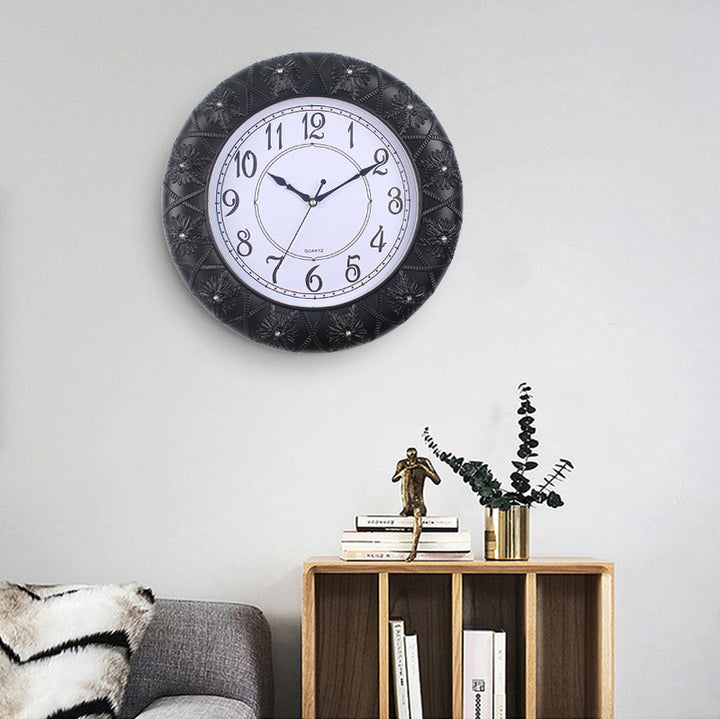 Elegant Wall Clock with Filigree Flower Design Bowlift