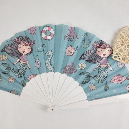 Women folding hand fan with shimmering scale pattern Bowlift