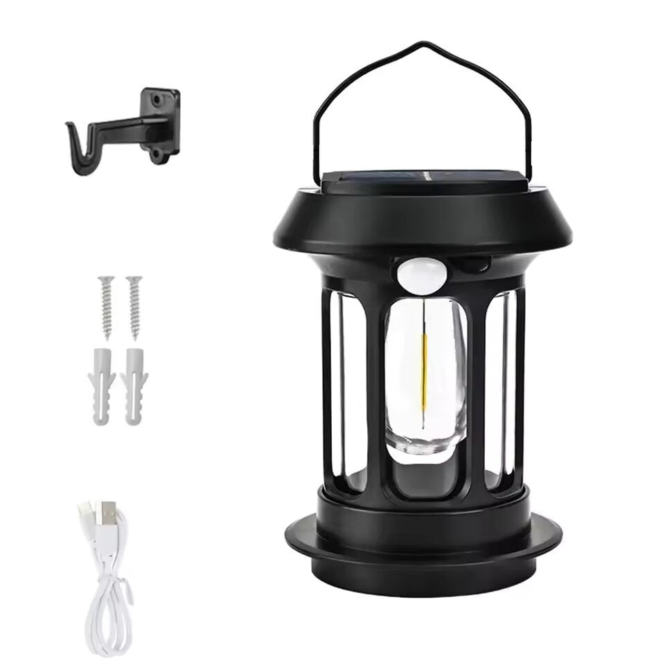 Solar Rechargeable LED Hanging Lantern with Motion Sensor and Wall Mount Bowlift