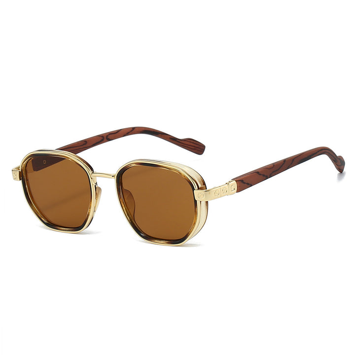 Geometric Framed Sunglasses with Luxurious Golden Accents Bowlift