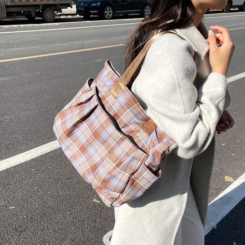 WoSpacious Plaid Utility Tote Bag Bowlift