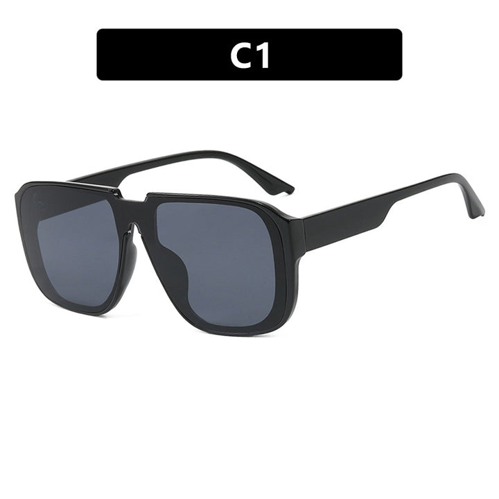 Ladies trendy square sunglasses with transparent green frame and protective UV filter Bowlift