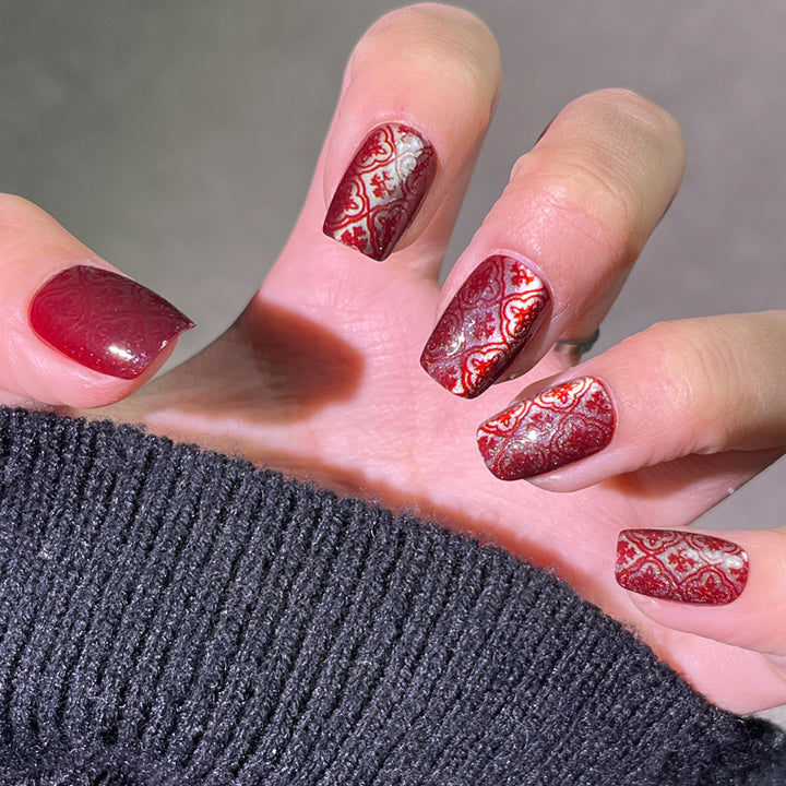 Glossy Decorative Press-On Nails Set Bowlift