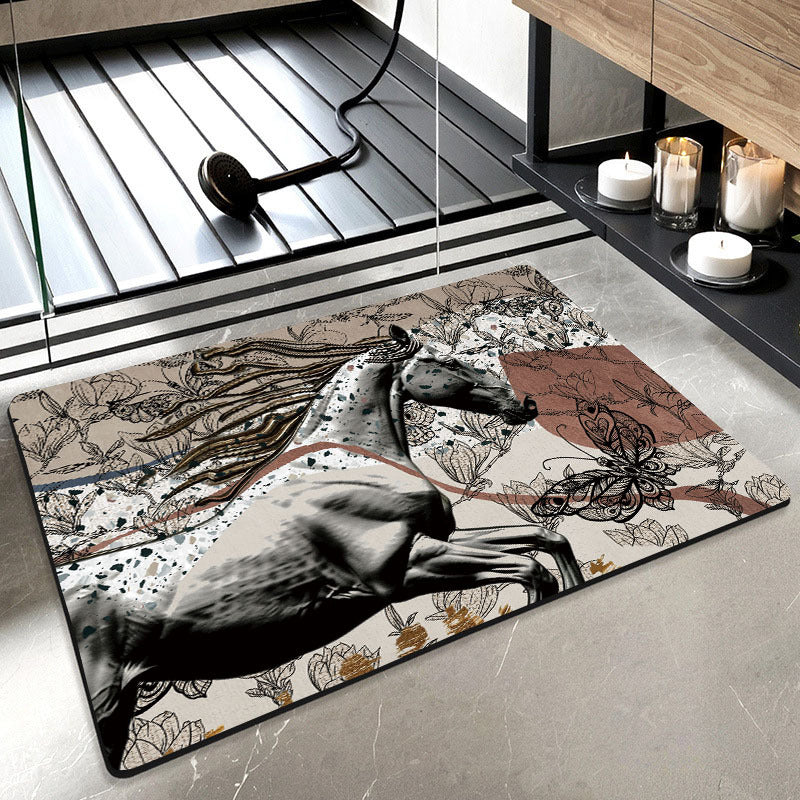Artistic Horse-Themed Bath Mat Bowlift 1788245763