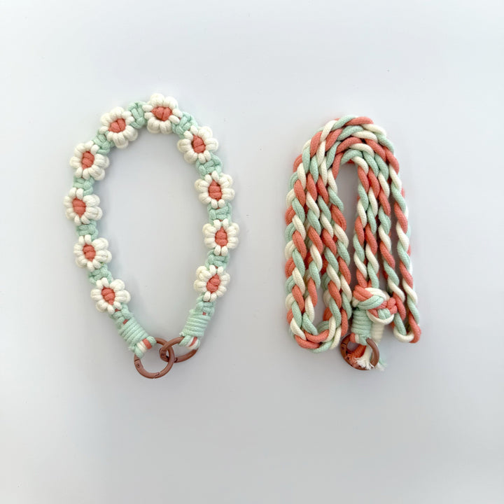 Macrame Dog Leash Holder Bowlift