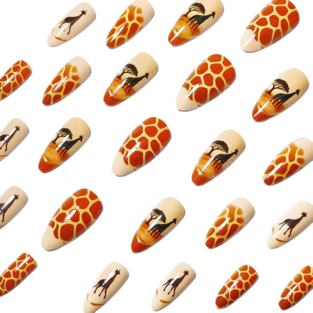 Nail art with animal motif and giraffe design Bowlift