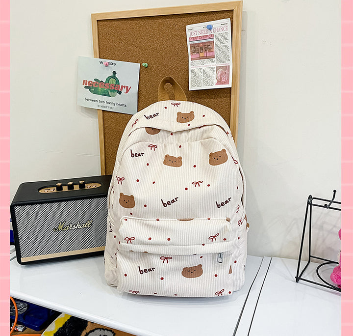 Backpack with Playful Bear Design and Practical Compartments Bowlift