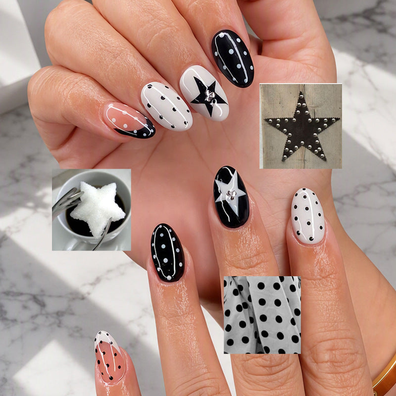 Artistic Star-Patterned Press-On Nail Tips Bowlift