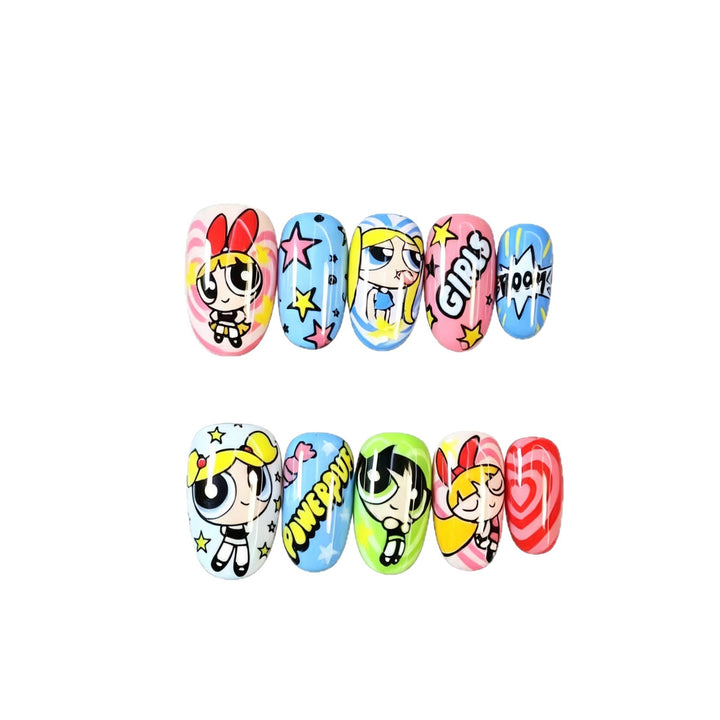 Cartoon Character Press-On Nail Art Set Bowlift