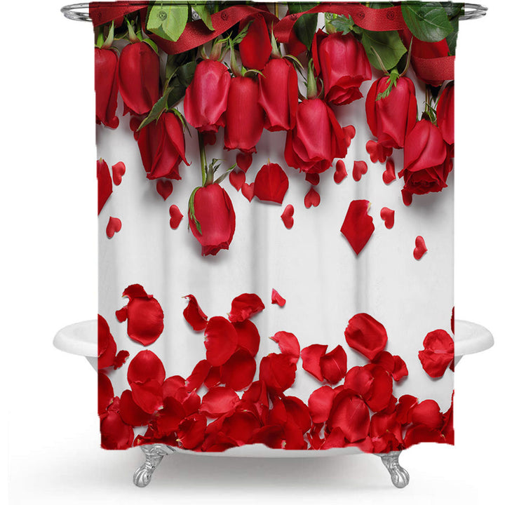 Romantic Floral Swan Shower Curtain Bowlift